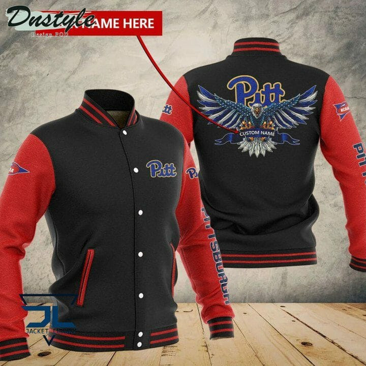 Pittsburgh Panthers Custom Name Black Red Baseball Jacket