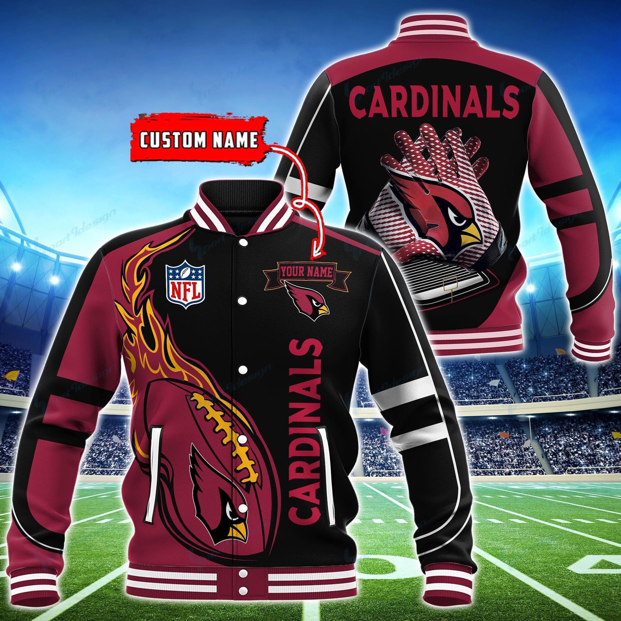 Arizona Cardinals Personalized Baseball Jacket BG01