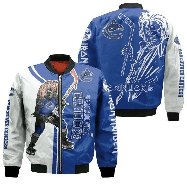 Vancouver Canucks Blue White Zombie Player Bomber Jacket