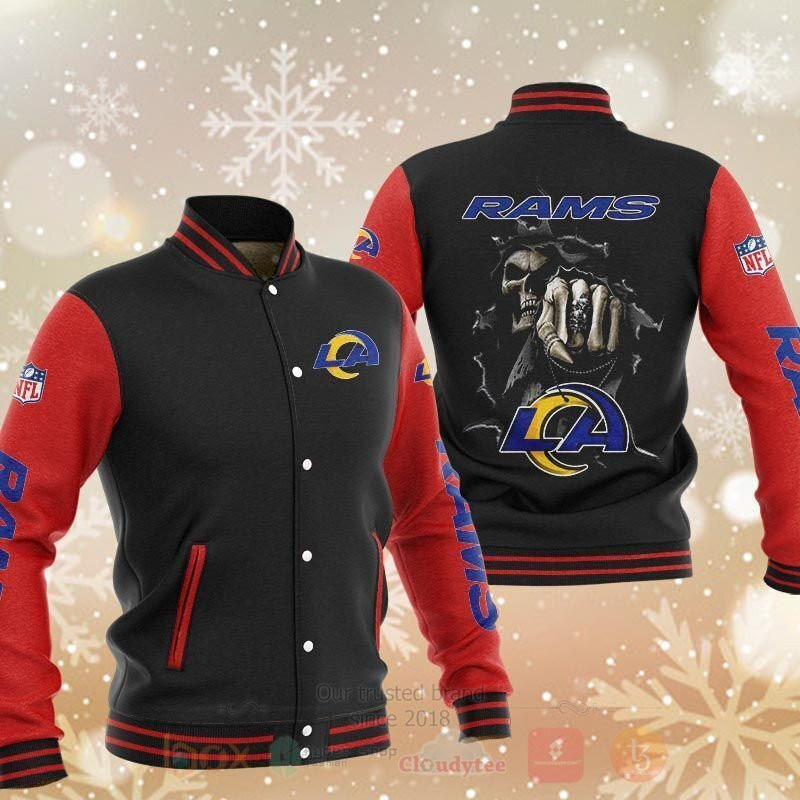 Los Angeles Rams Rugby Skull Black Red Baseball Jacket