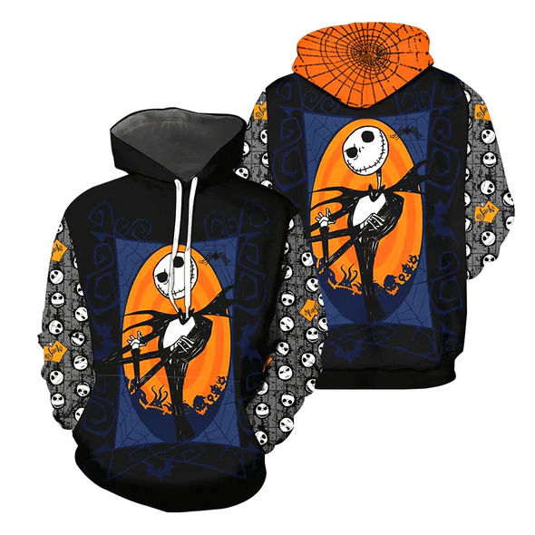 Jack Skellington The Nightmare Before Christmas 123 Cartoon Graphic Outfits Aop Hoodie, Zip Hoodie