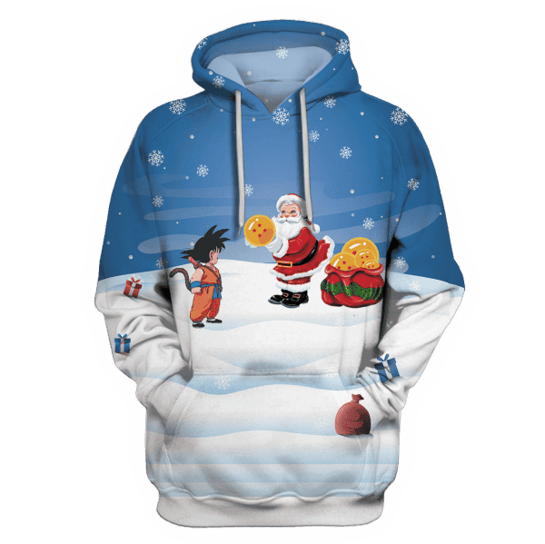 Dragon Ball Songoku On Christmas 3D All Over Print Hoodie & Zip Hoodie