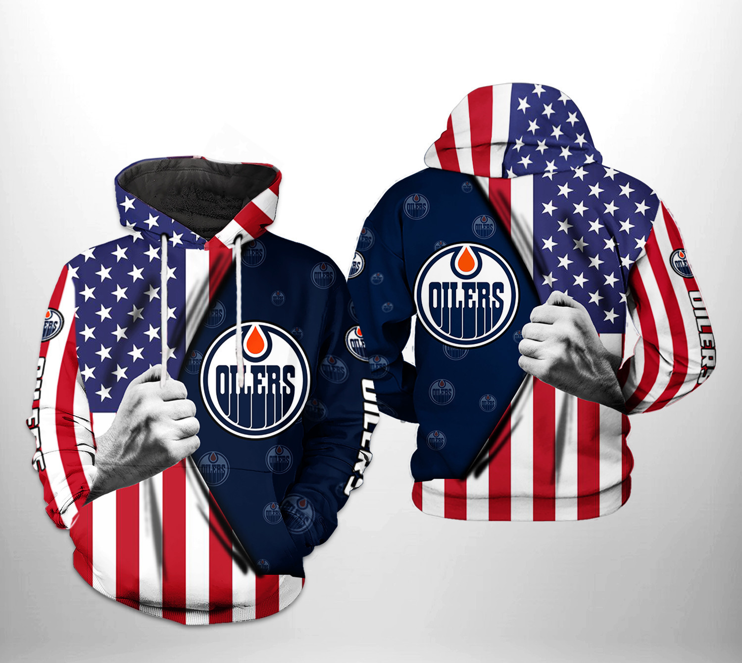 Edmonton Oilers US FLag 3D All Over Print Hoodie & Zip Hoodie