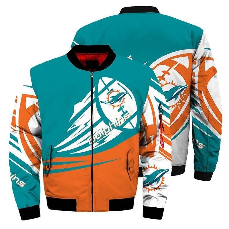 Miami Dolphins Aqua Orange Bomber Jacket