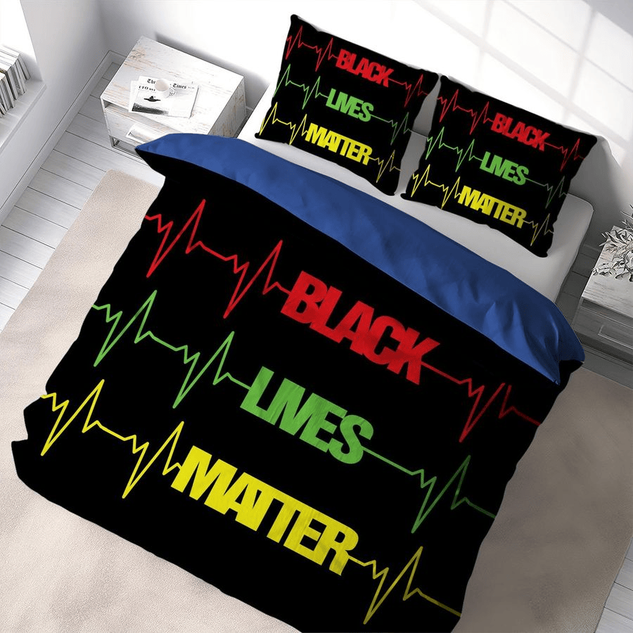 BLM Bedding Set Black Live Matter Heartbeat Pattern Duvet Covers