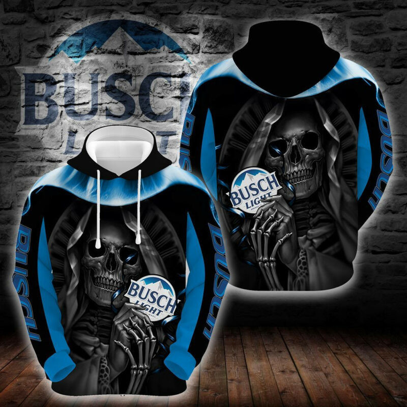 Skull Busch Light Hoodie 3d