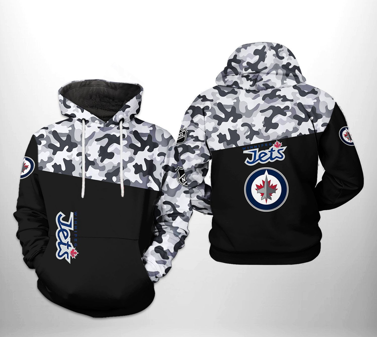 Winnipeg Jets Camo Veteran 3D All Over Print Hoodie & Zip Hoodie