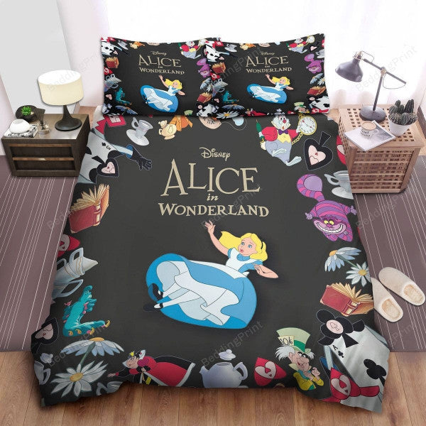 Alice In Wonderland Bedding Set Alice Falls In Wonderland Duvet Covers