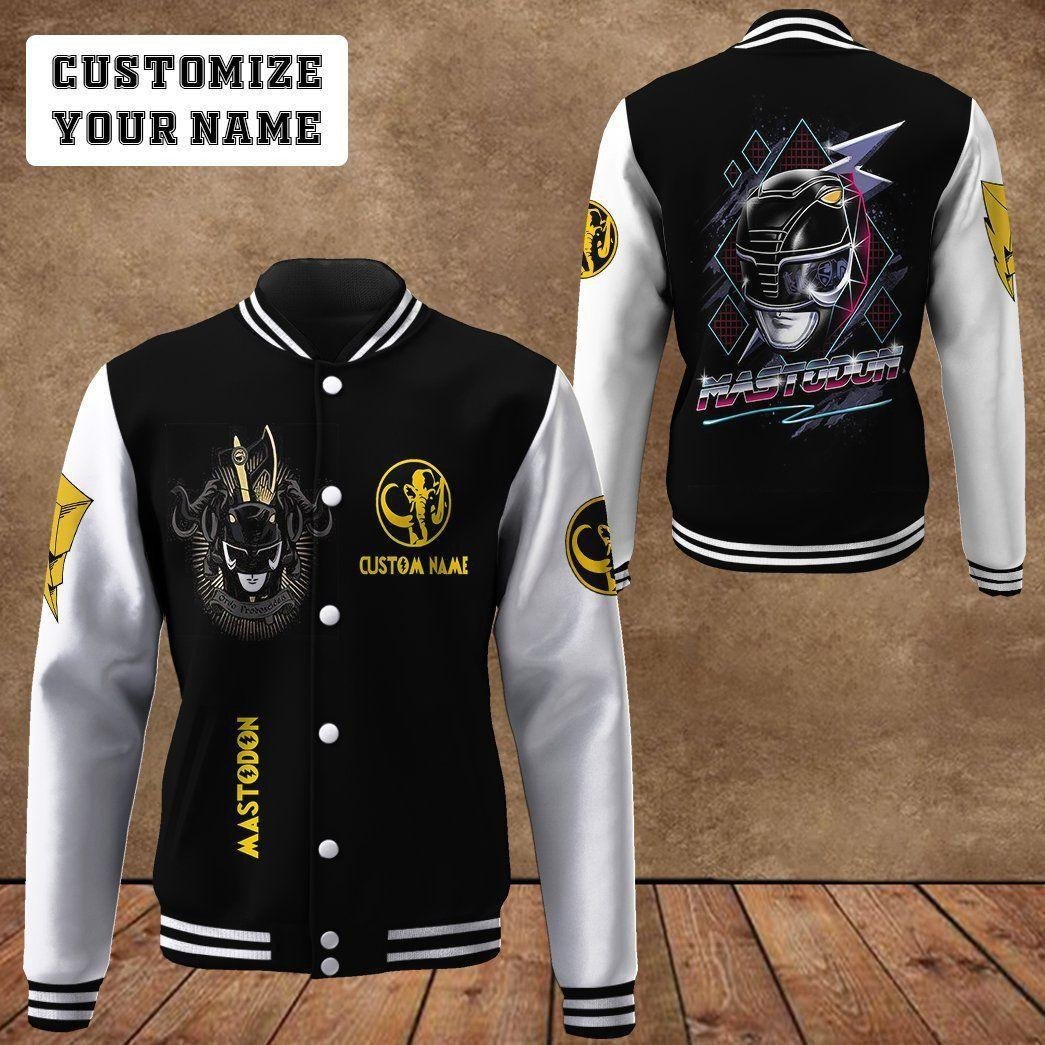 Gearhumans 3d Mighty Morphin Power Ranger Black Custom Name Baseball Jacket 12