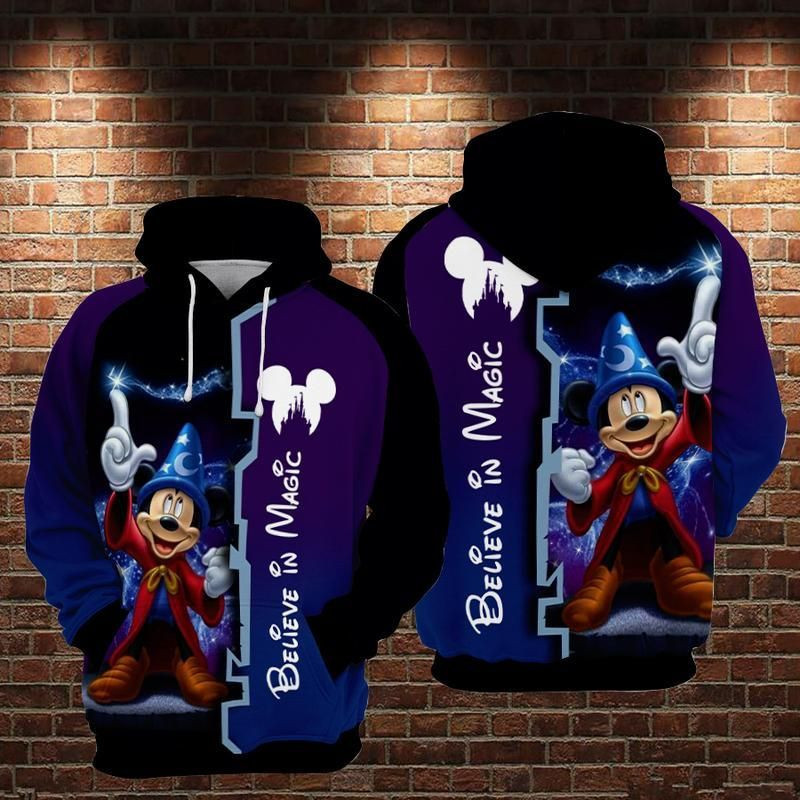Wizard Mickey Mouse Believe In Magic Over Print 3d Hoodie Zip Hoodie