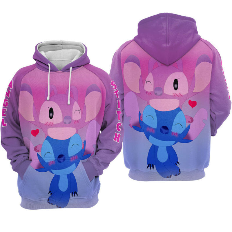 Stitch And Angel Valentine's Day Couple Hoodie Zip Hoodie