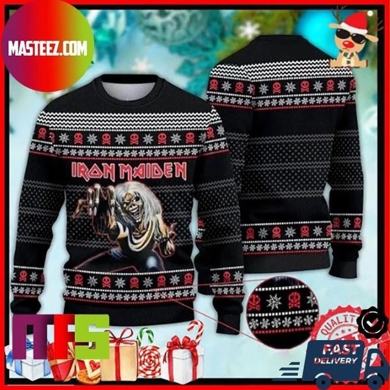 Iron Maiden Mascot Eddie The Head Ugly Christmas Sweater