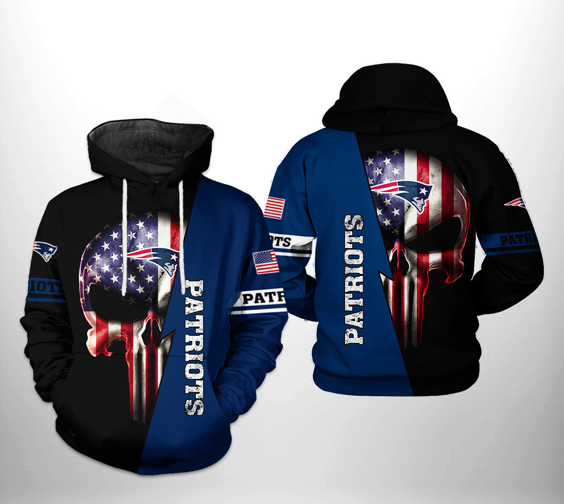 New England Patriots US Flag Skull Team 3D All Over Print Hoodie & Zip Hoodie