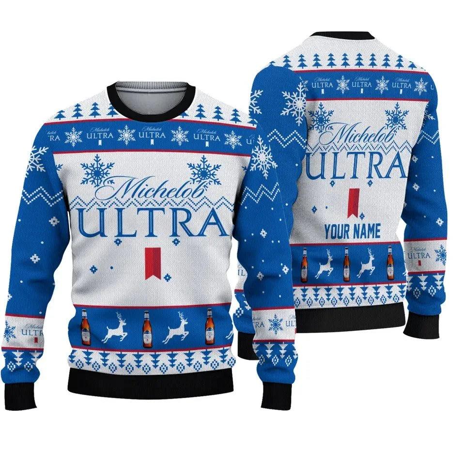 Personalized Michelob Ultra Winter Ugly Christmas Sweater