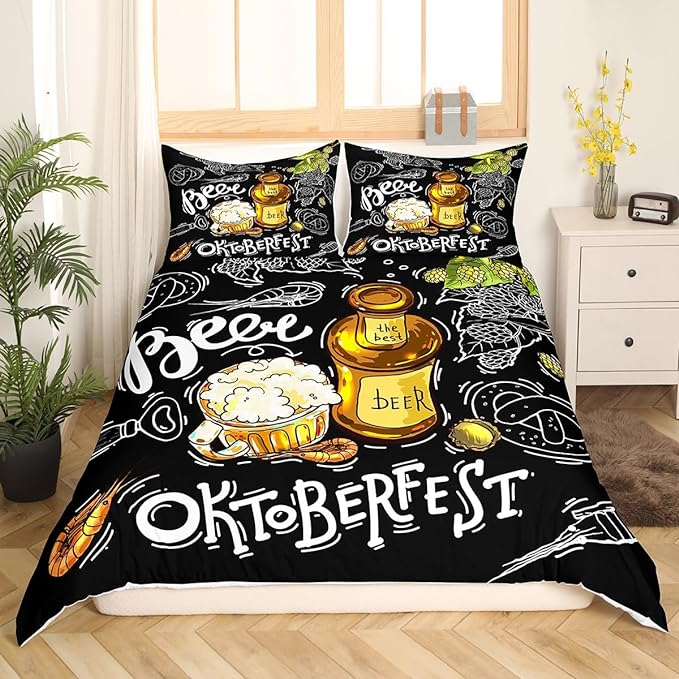 Beer Bedding Set Beer Oktoberest Beer Bottle Mug Duvet Covers