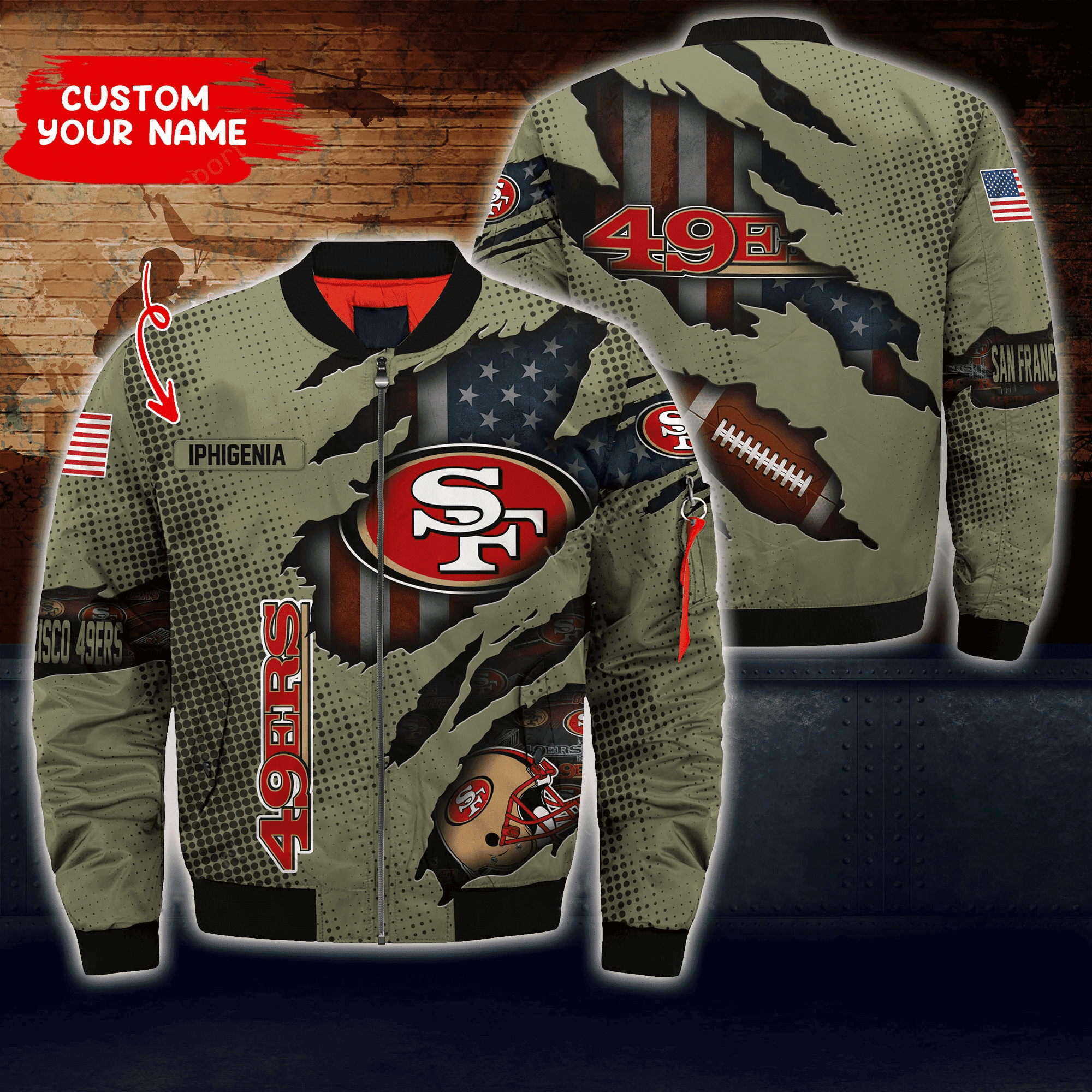 San Francisco 49ers Personalized Thick Bomber Jacket CS66
