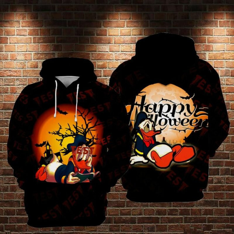 Donald Duck Test Happy Halloween Over Print 3d Hoodie Zip Hoodie