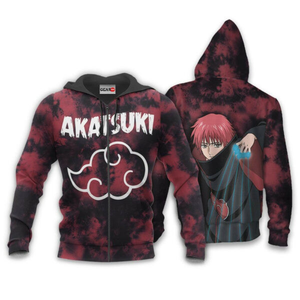 Akatsuki Sasor Tie Dye Style Naruto Anime 1k376 Cartoon Graphic Outfits Aop 3d Hoodie, Zip Hoodie 307