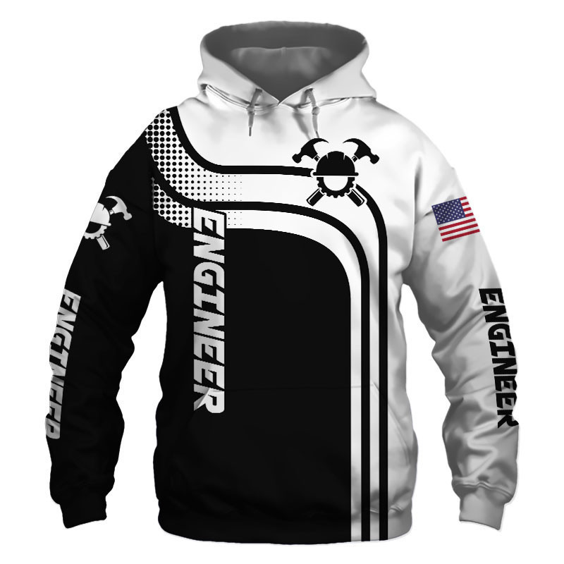 Engineer Black US Flag 3D All Over Print Hoodie & Zip Hoodie