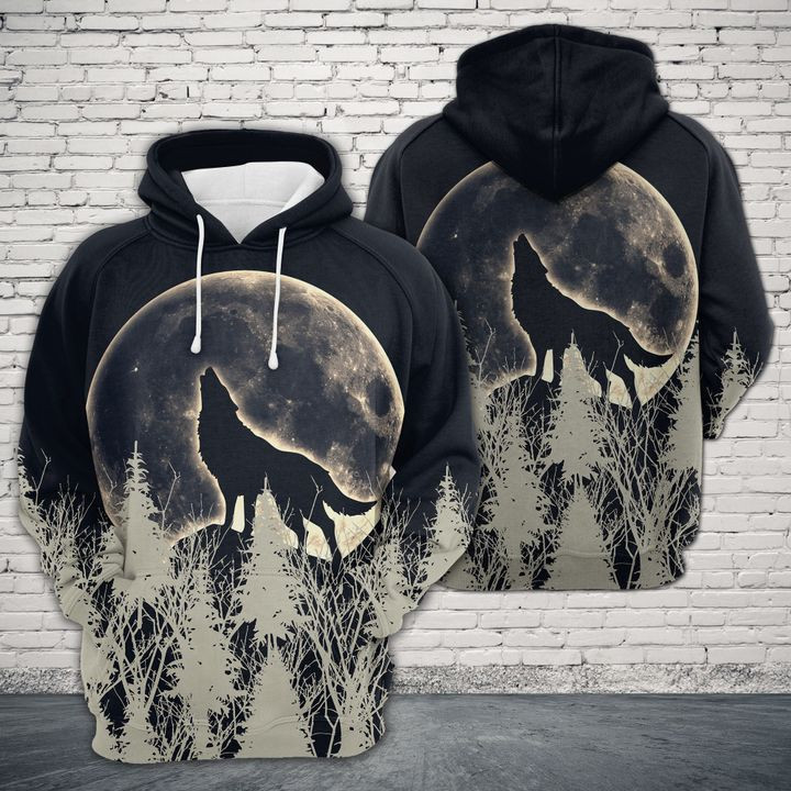 Wolf Big Moon 3D All Over Print Hoodie & Zip Hoodie