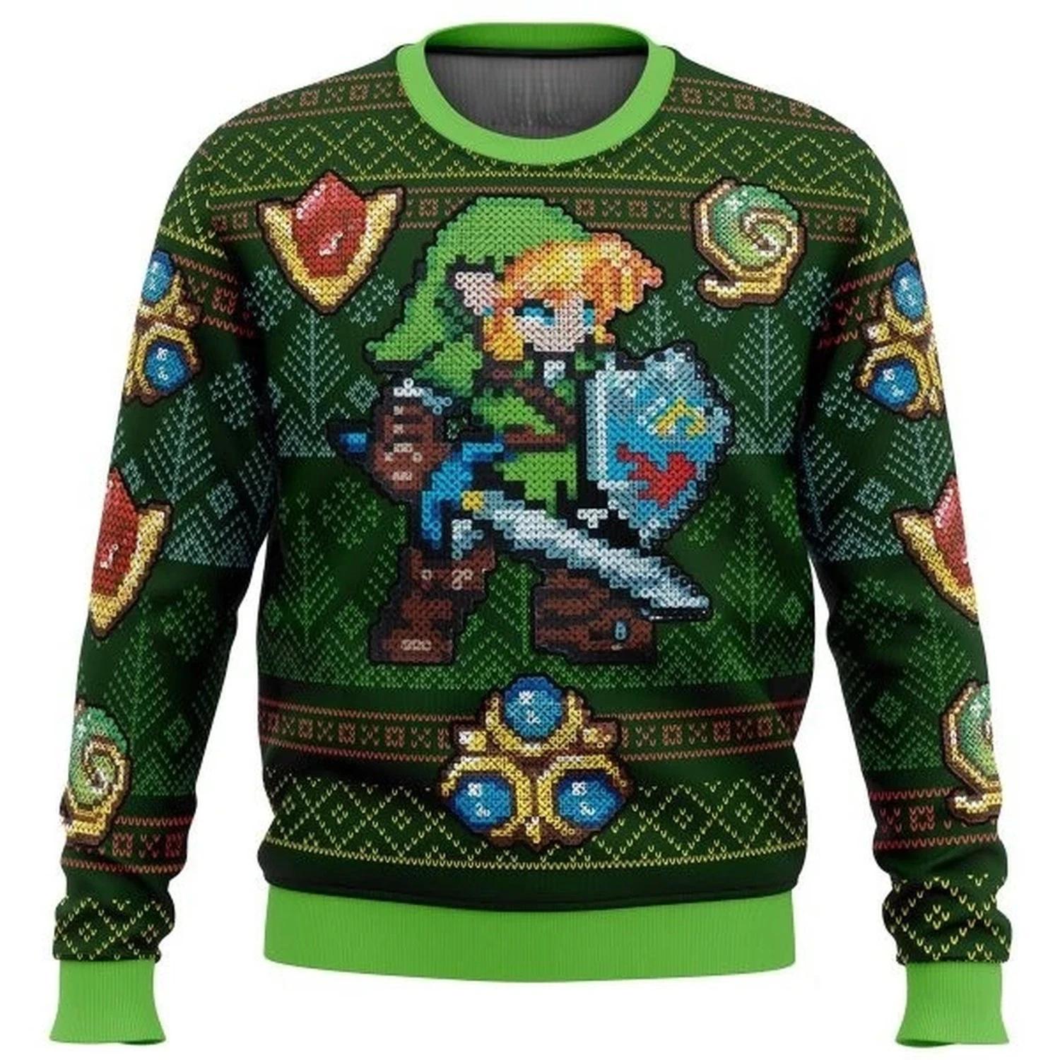 Zelda Link Green Ugly Christmas Sweater Partyugly Ugly Christmas Sweater