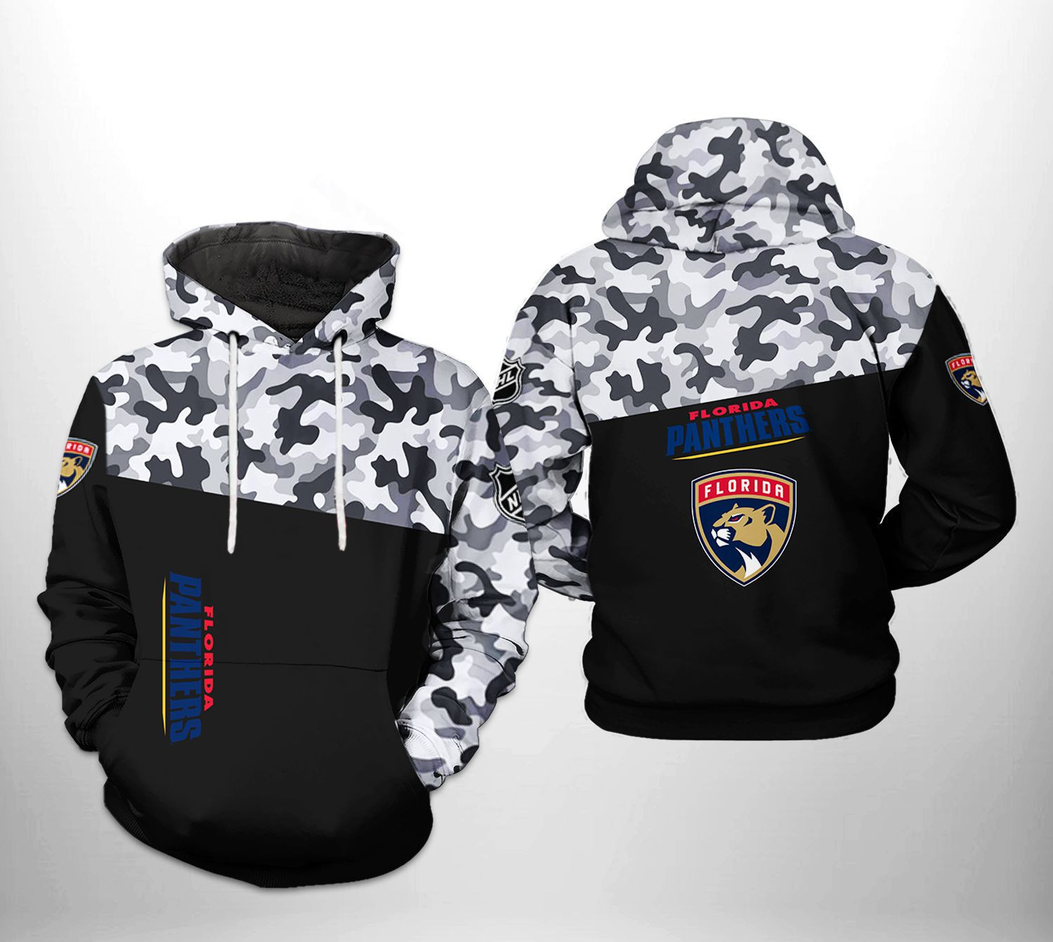 Florida Panthers Camo Veteran 3D All Over Print Hoodie & Zip Hoodie