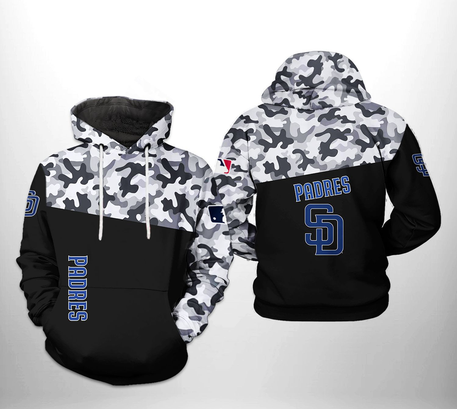 San Diego Padres MLB Camo Veteran 3D All Over Print Hoodie & Zip Hoodie