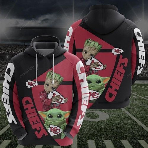 Kansas Chiefs Groot Baby Yoda 3D All Over Print Hoodie & Zip Hoodie