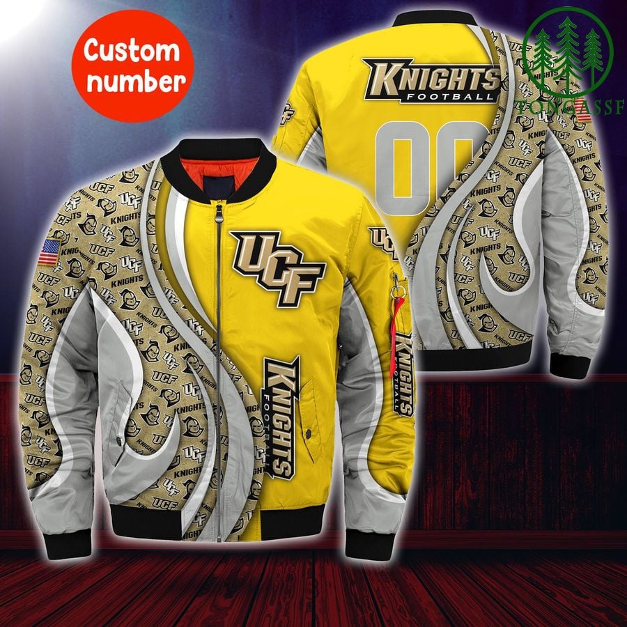 UCF Knights Custom Number Gold Bomber Jacket