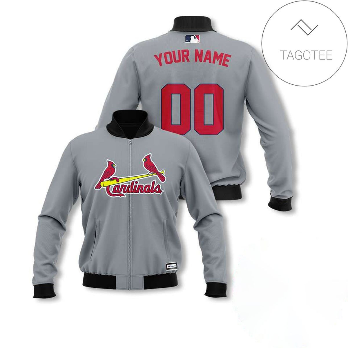 St. Louis Cardinals Custom Name Number Light Gray Bomber Jacket