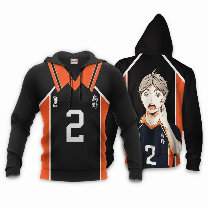 Koshi Sugawara Karasuno Haikyuu Number 2  3d Hoodie Zip Hoodie