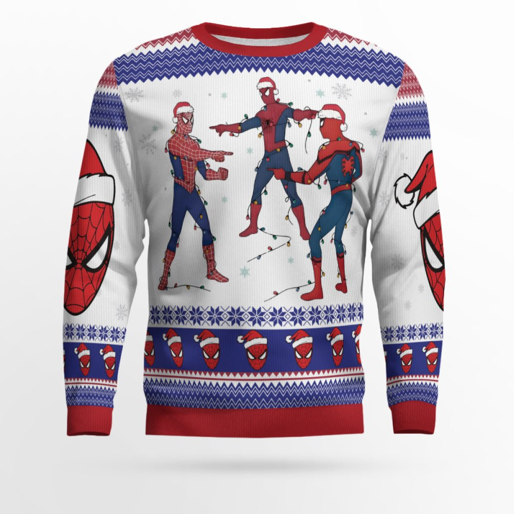 Meme Spiderman Santa Hat Ugly Christmas Sweater