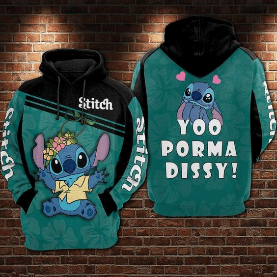 Funny Stitch And Lilo Ohana Cartoon 114 Cartoon Graphic Outfits Aop Hoodie 776