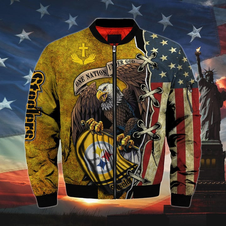 One Nation Under God Pittsburgh Steelers Bomber Jackets