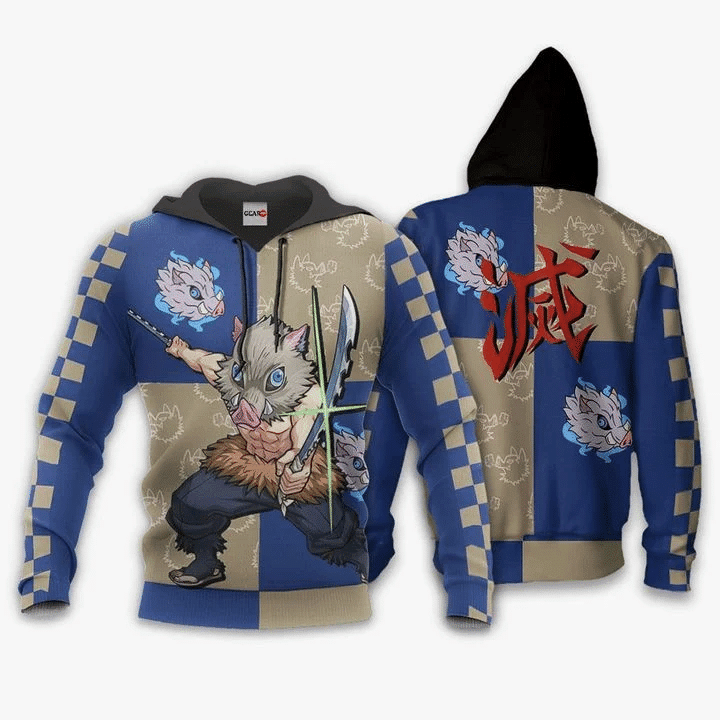 Demon Slayer Inosuke 3d Hoodie Zip Hoodie