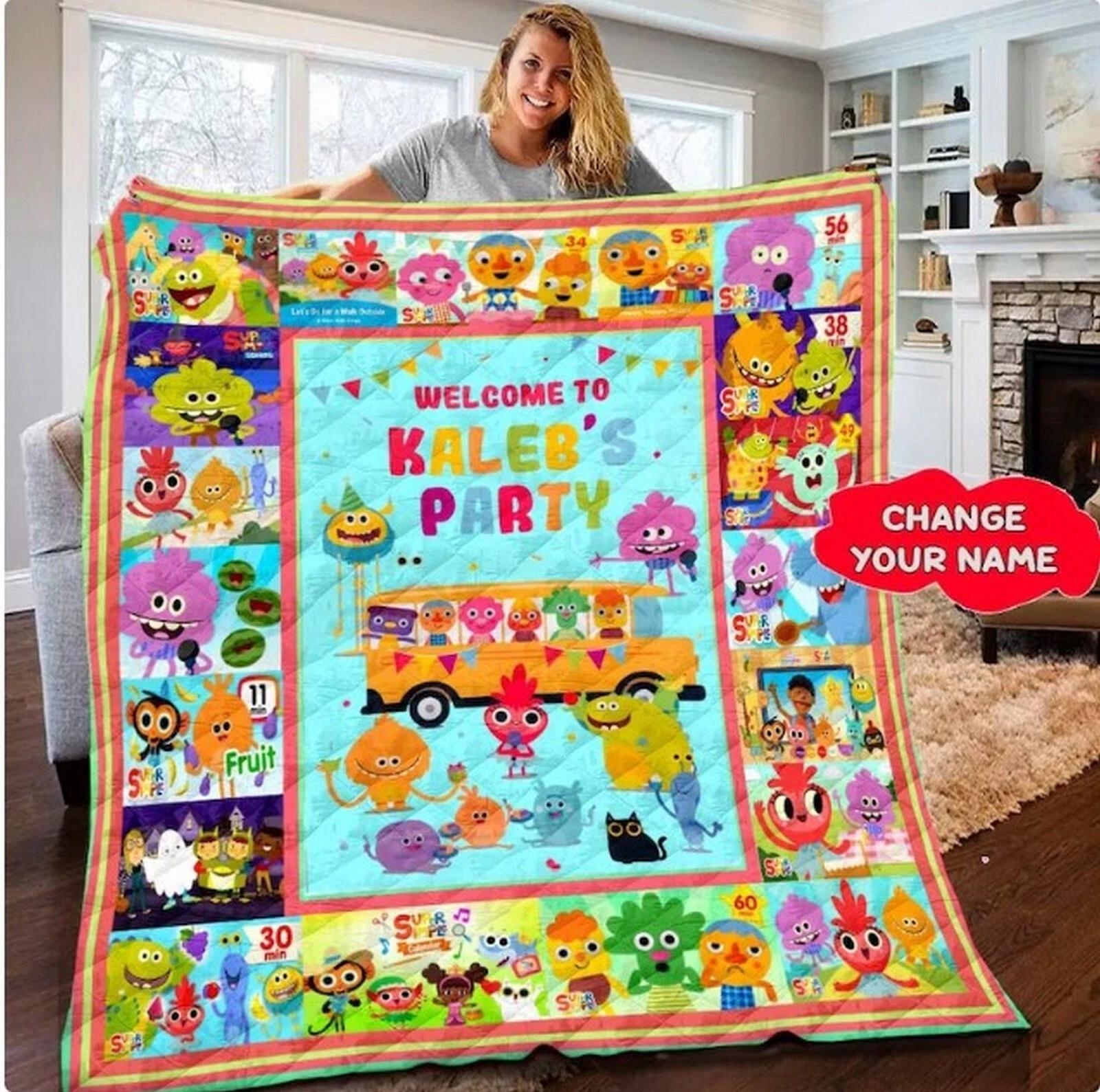 Custom Super Simple Songs Quilt Blanket Super Simple Fleece Sherpa Blanket