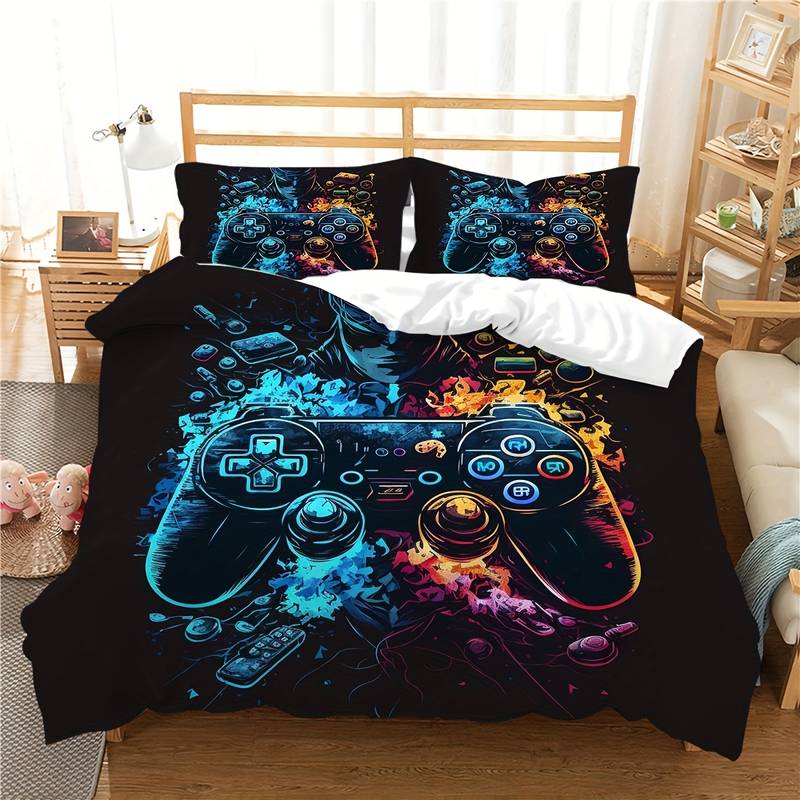 Game Bedding Set Gamer And Console Graphic Duvet Covers Black