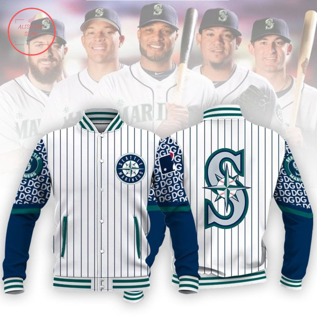 Seattle Mariners White Striped Baseball Jacket