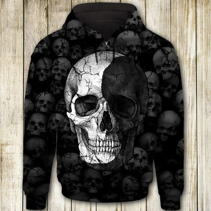 Skull Black And White 3D All Over Print Hoodie & Zip Hoodie