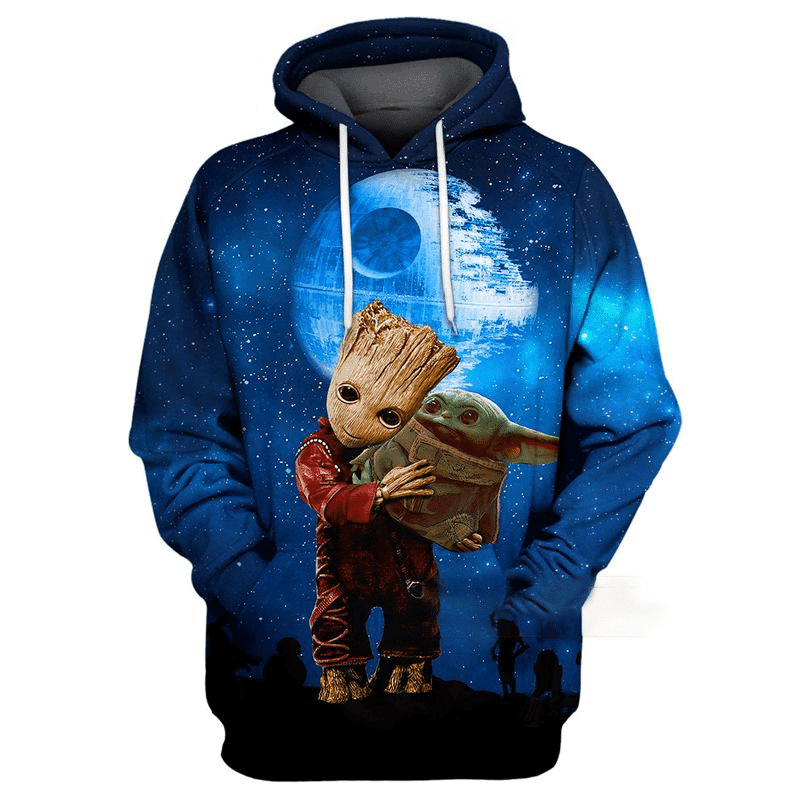 Star Wars Groot And Baby Yoda 3d Hoodie Zip Hoodie