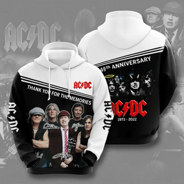 Acdc Rock Band 49 Anniversary 1973 2022 Fan Gift, Acdc Rock Band Aop Hoodie 1502