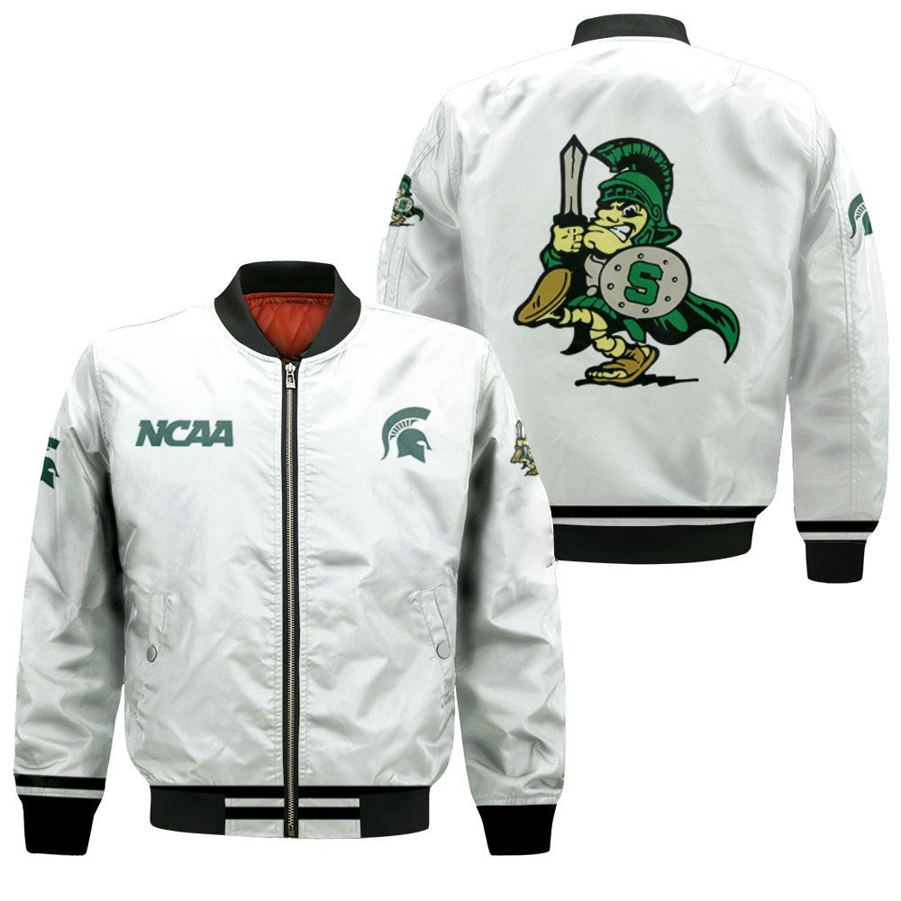 Michigan State Spartans White Bomber Jacket