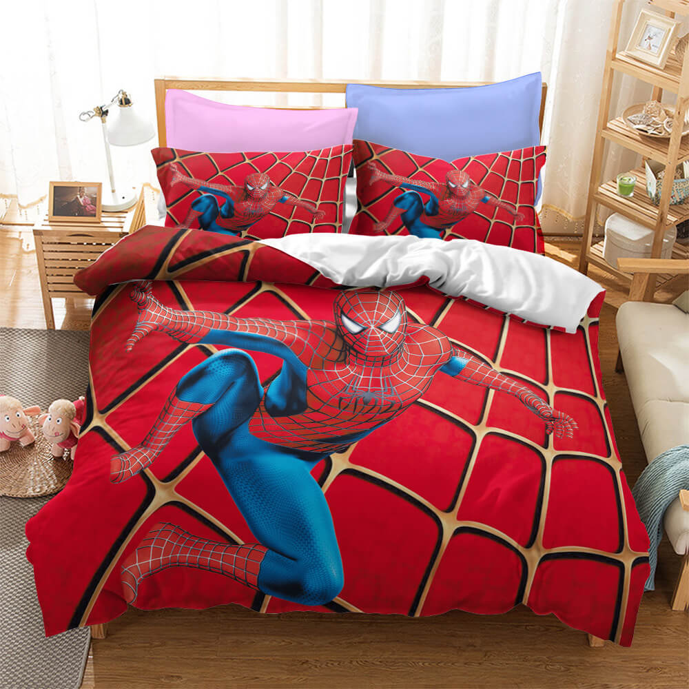 Spiderman Bedding Set MV Superhero Spiderman Web Pattern Duvet Covers