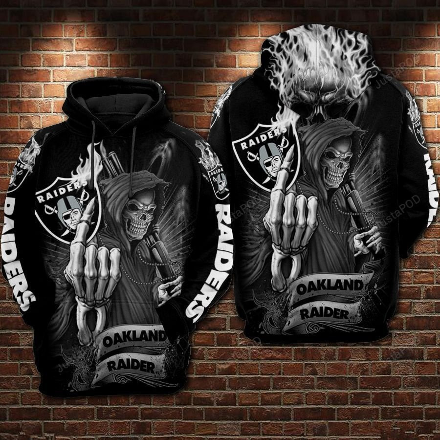 Oakland Raiders Football Skull Smoke Gray 3D All Over Print Hoodie & Zip Hoodie