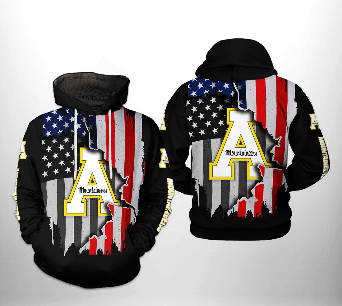 Appalachian State Mountaineers US Flag 3D All Over Print Hoodie & Zip Hoodie