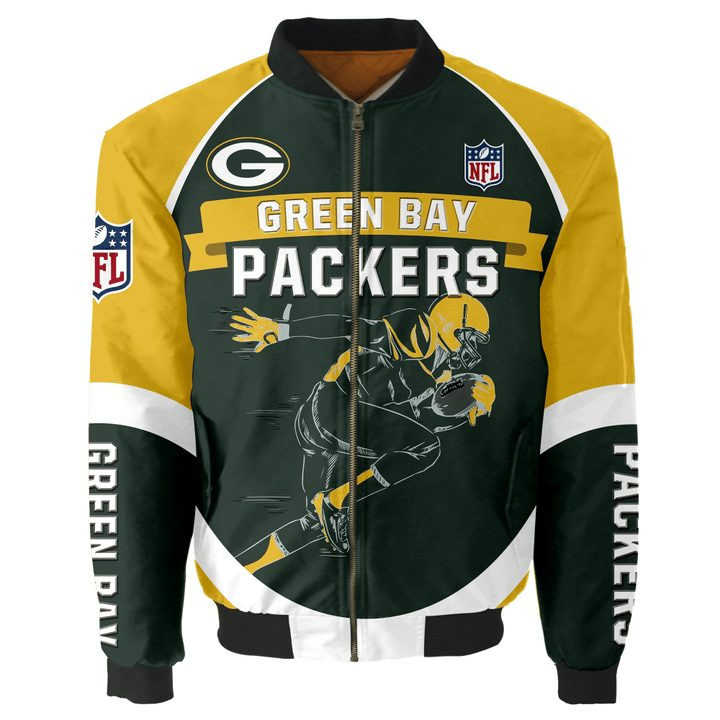 Green Bay Packers Yellow Dark Fashion Bomber Jacket