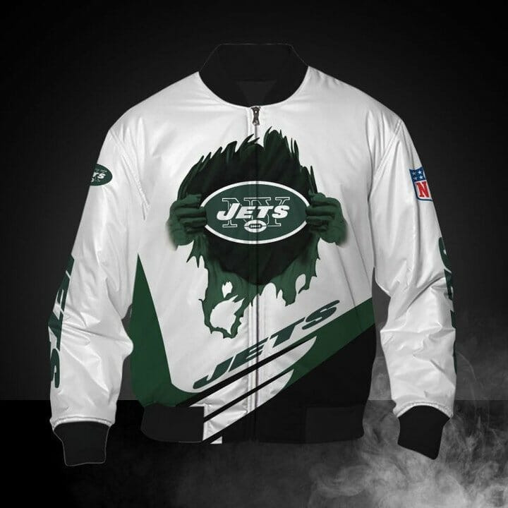 New York Jets White Green Bomber Jacket