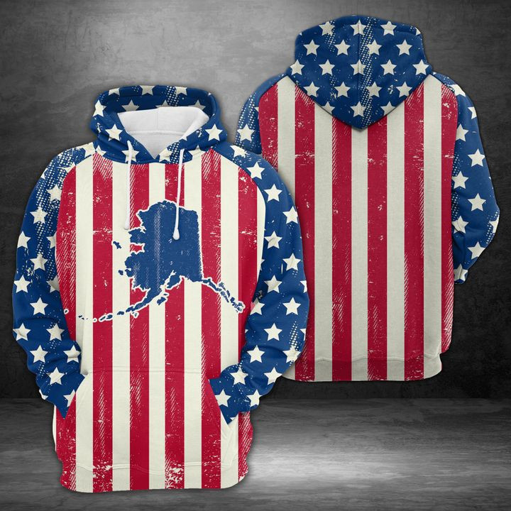 Alaska American Flag 3D All Over Print Hoodie & Zip Hoodie