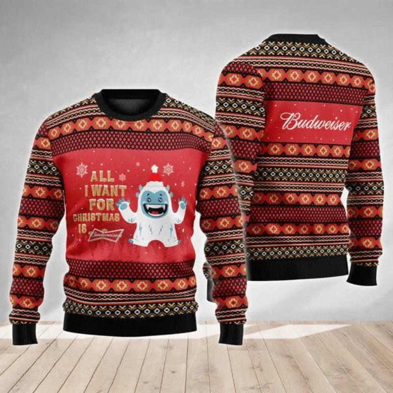 Budweiser Yeti Ugly Christmas Sweater