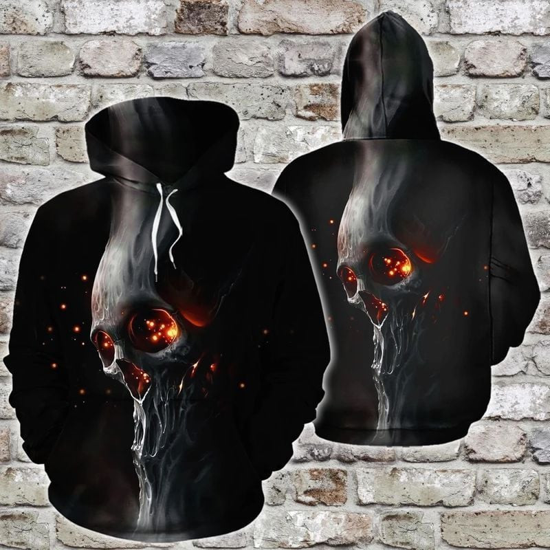 Ghost Rider Skull Over Print 3d Hoodie Zip Hoodie
